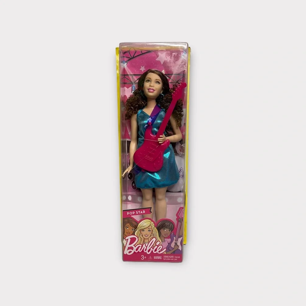 Barbie 2016 Pop Star Musician Doll Brunette Hair & Pink Guitar
